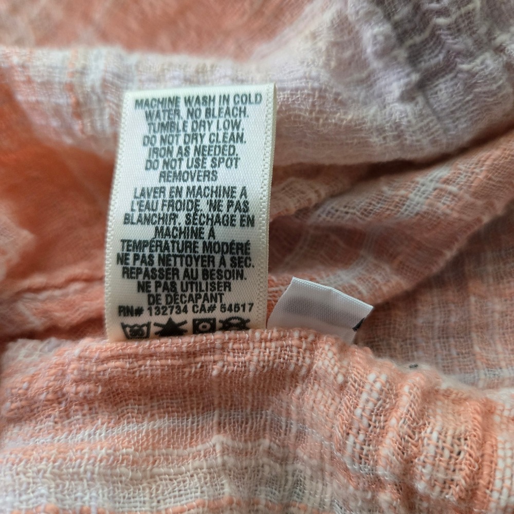 Bella Dahl Womens Plaid Button Front Blouse Peach Lavender Cotton Rayon Large - Picture 5 of 5